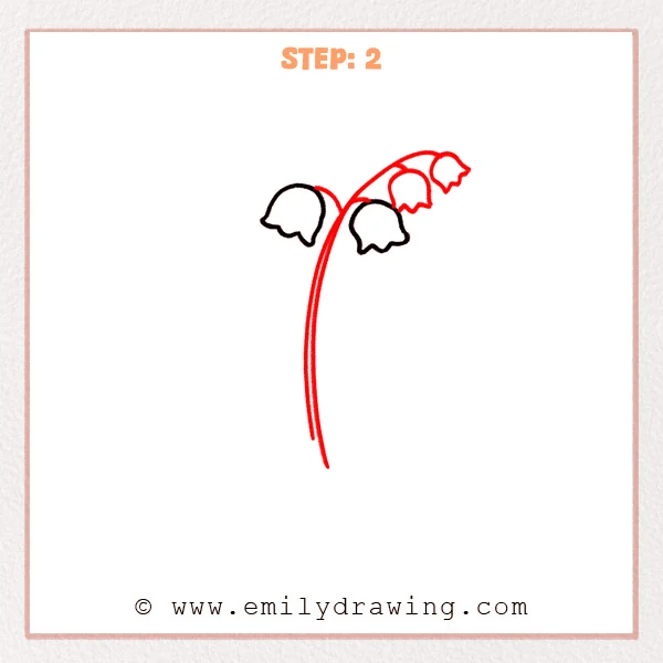 how to draw a lily of the valley - Step 2